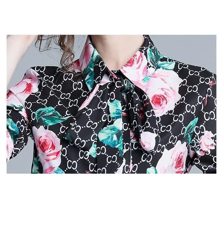 Floral Women Shirt Chain Print Women Blouse