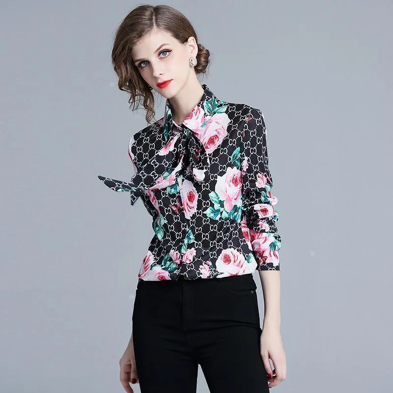Floral Women Shirt Chain Print Women Blouse