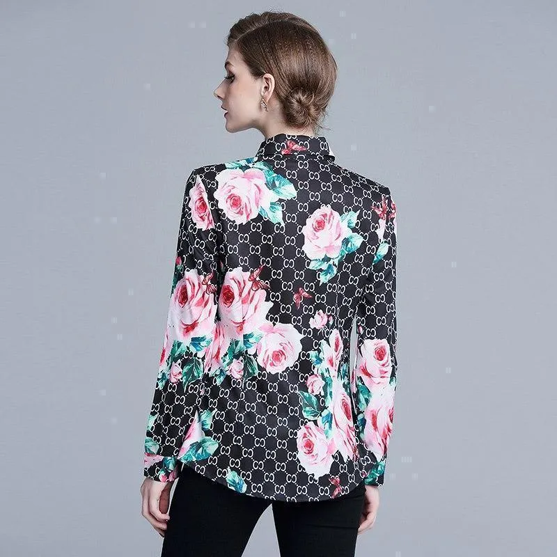 Floral Women Shirt Chain Print Women Blouse