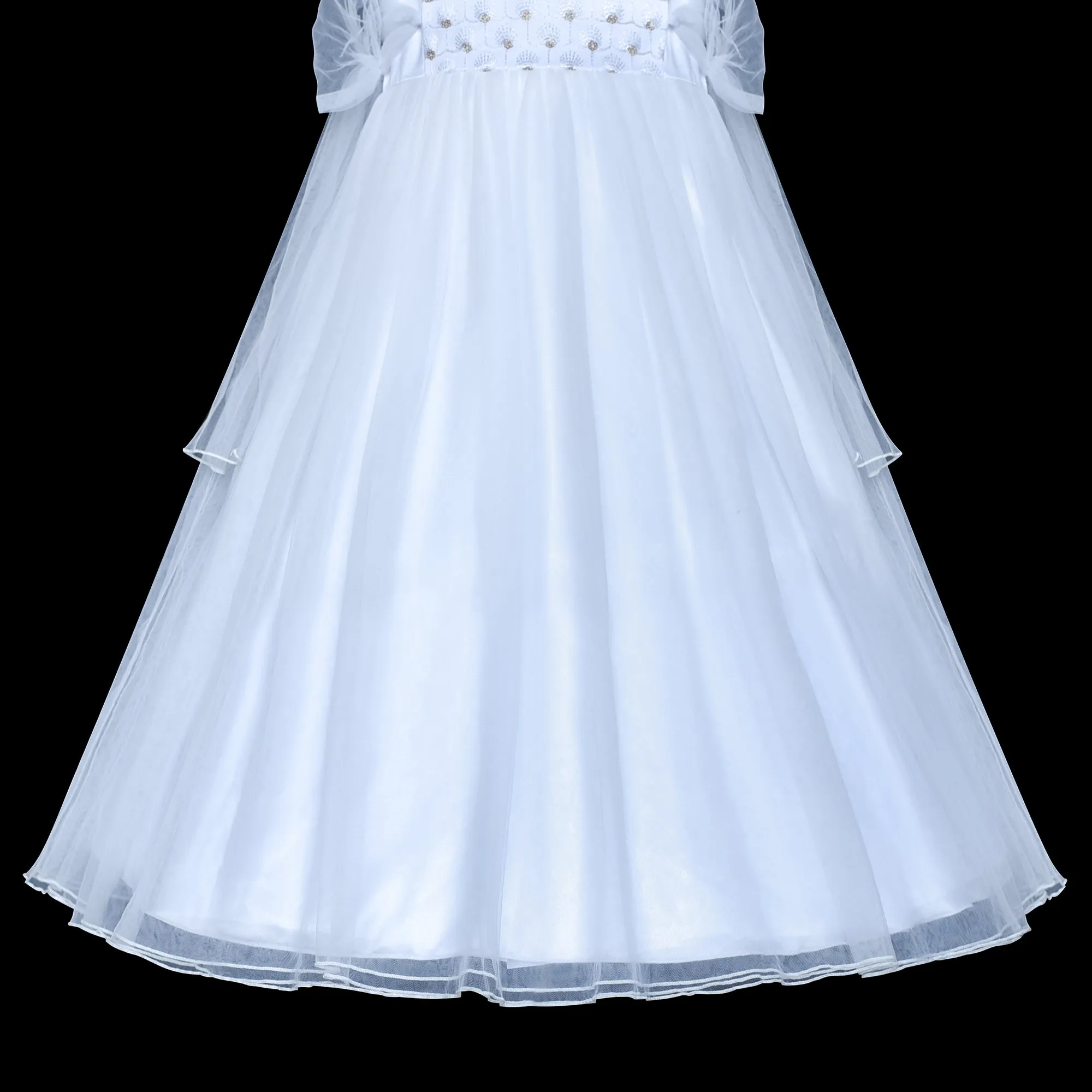Flower Girls Dress Peach Ruffle Butterfly Wedding Bridesmaid Size 6-14 Years