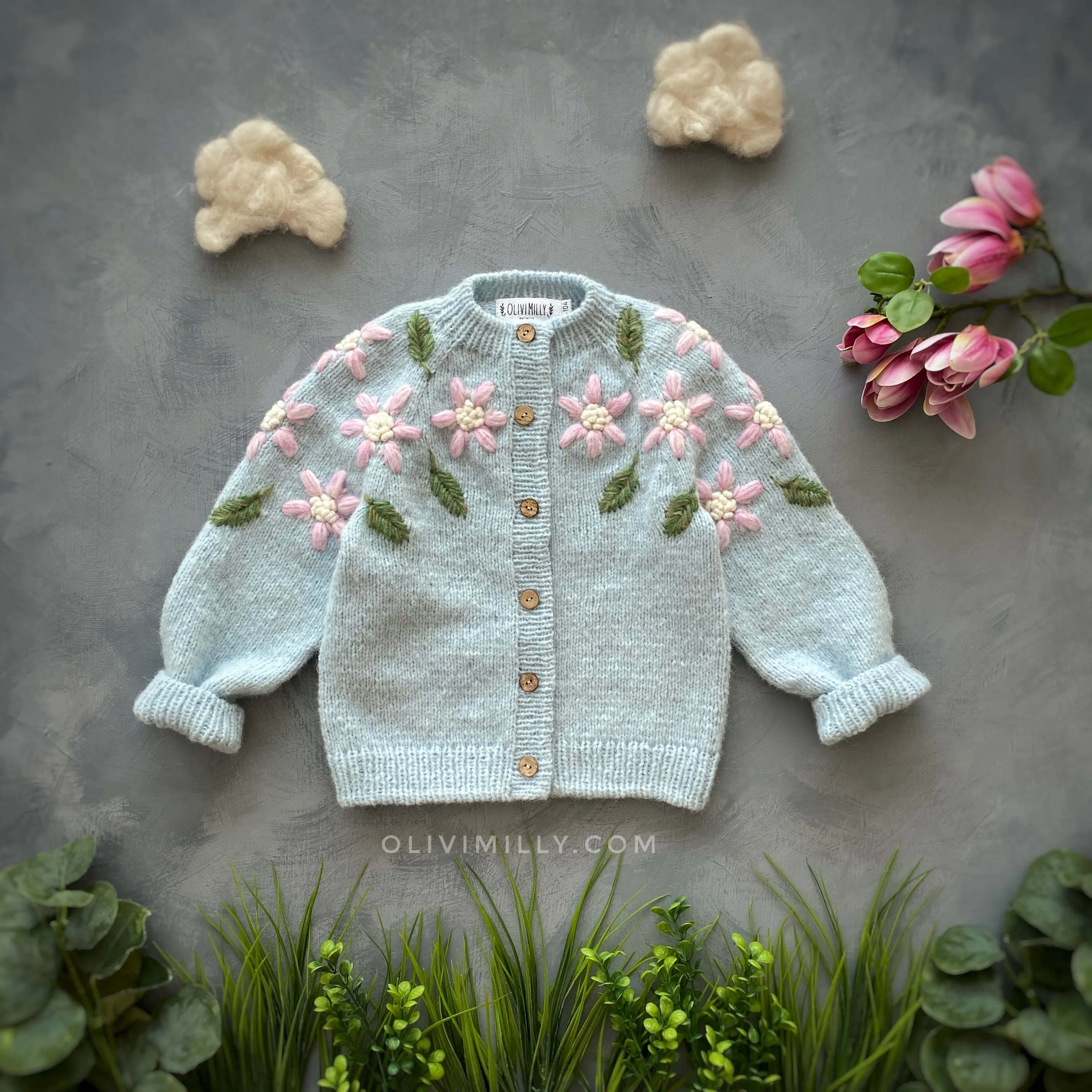Flower Rain cardigan  | Blue