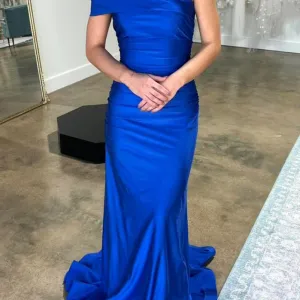 Foraml Mermaid One Shoulder Satin Prom Dresses Evening Dresses