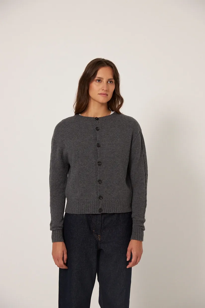 Francie The Kindred Cable Cardigan - Shadow Grey