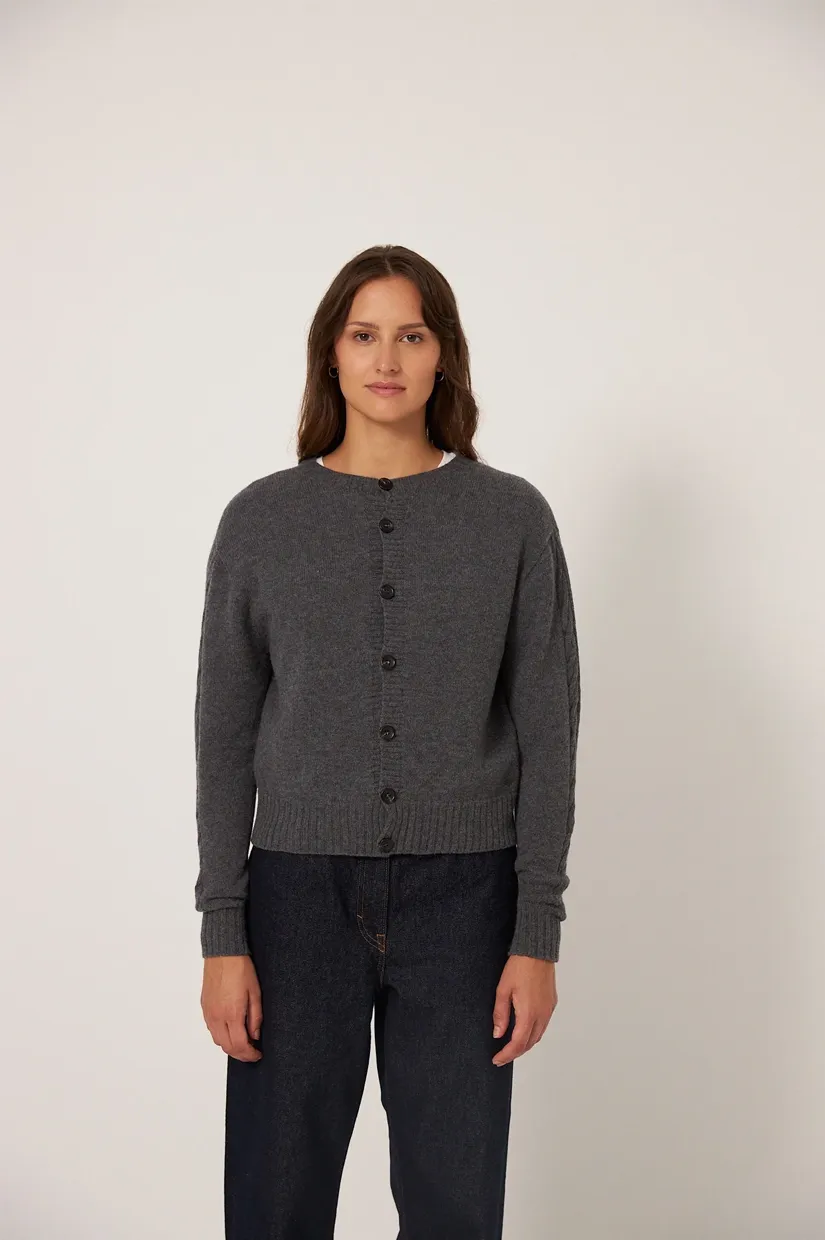 Francie The Kindred Cable Cardigan - Shadow Grey