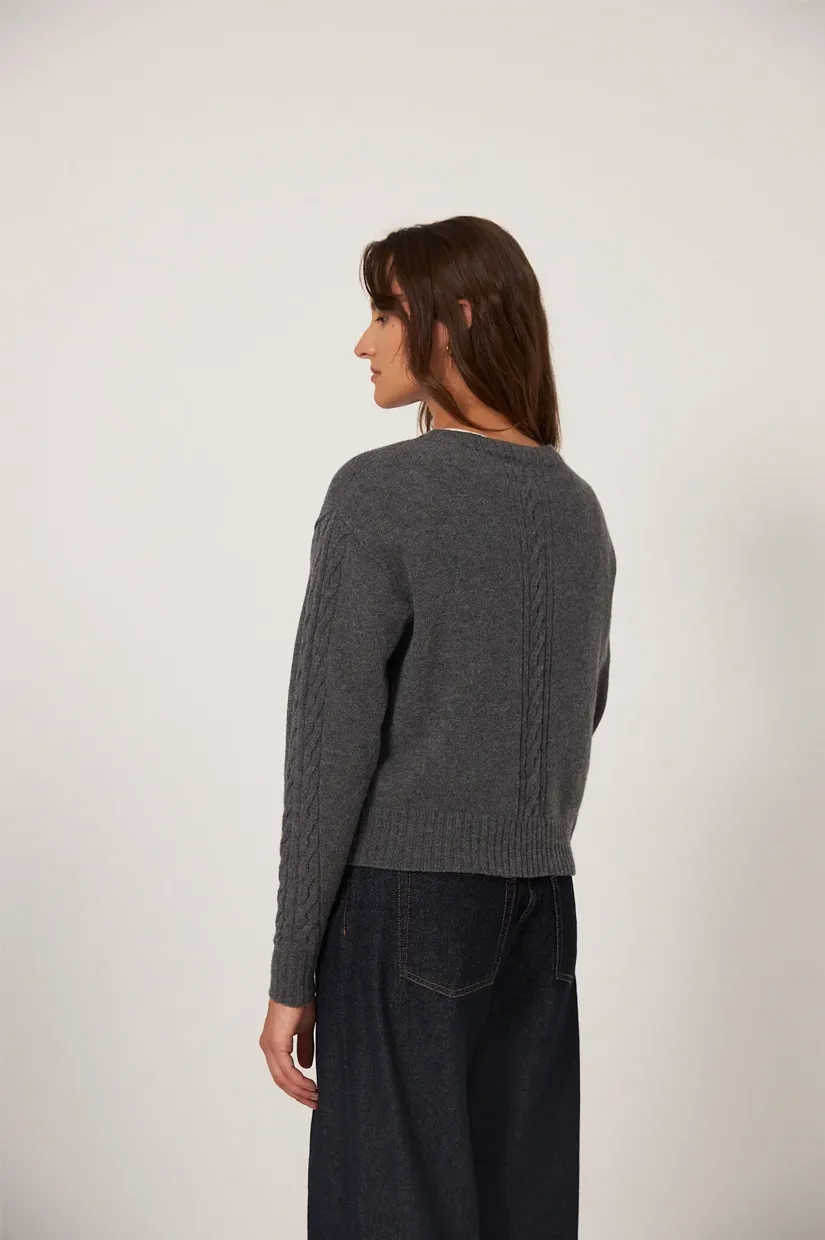 Francie The Kindred Cable Cardigan - Shadow Grey