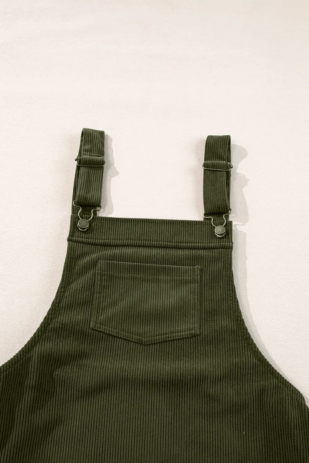 Front Pockets Corduroy Overall Dress