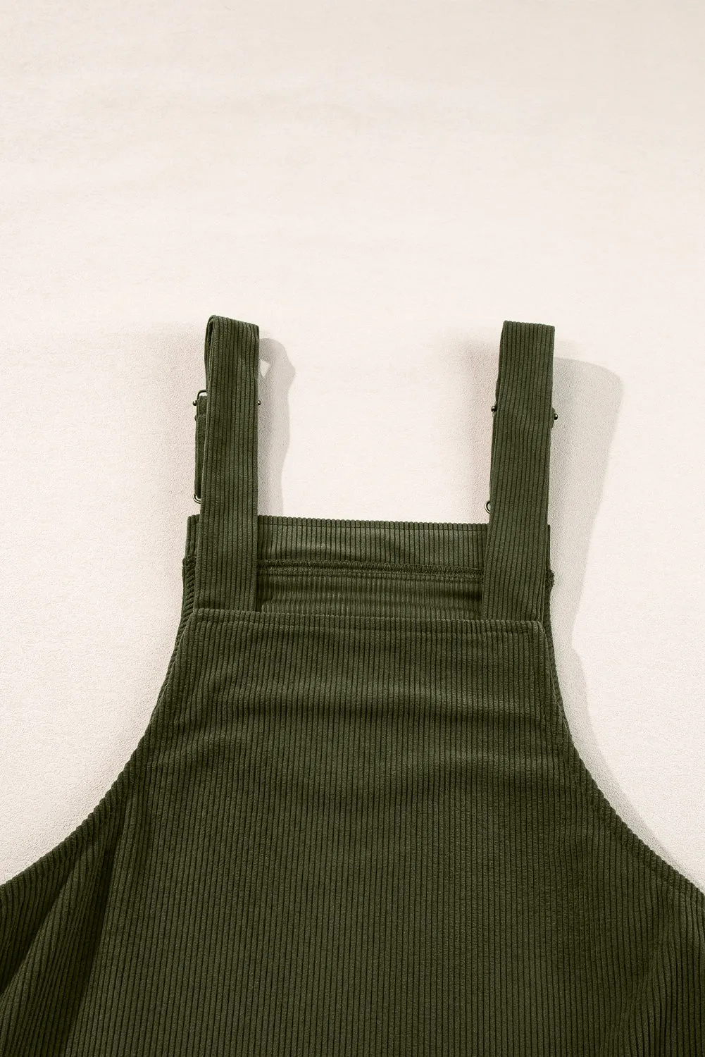Front Pockets Corduroy Overall Dress