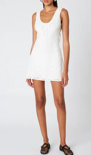 Front Tie Eyelet Mini Dress