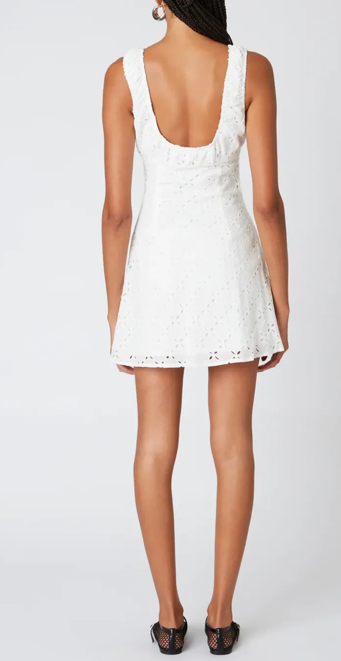 Front Tie Eyelet Mini Dress