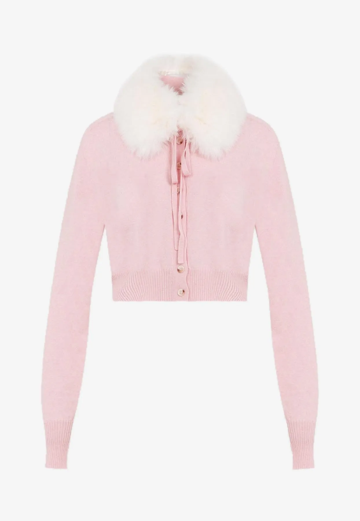 Fur-Collar Wool Cardigan