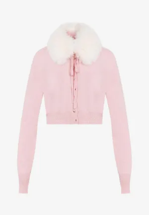 Fur-Collar Wool Cardigan