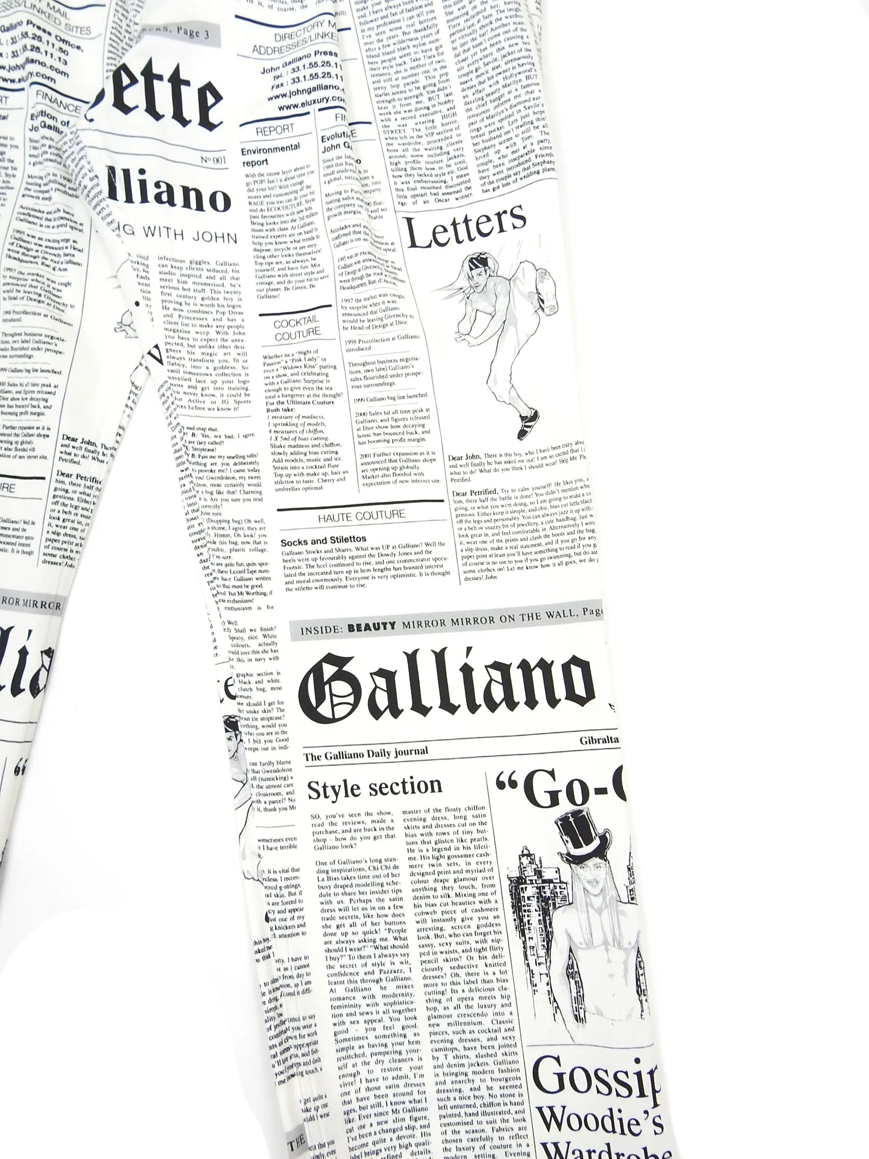 Galliano Newspaper Print Pants Fit 30" Waist