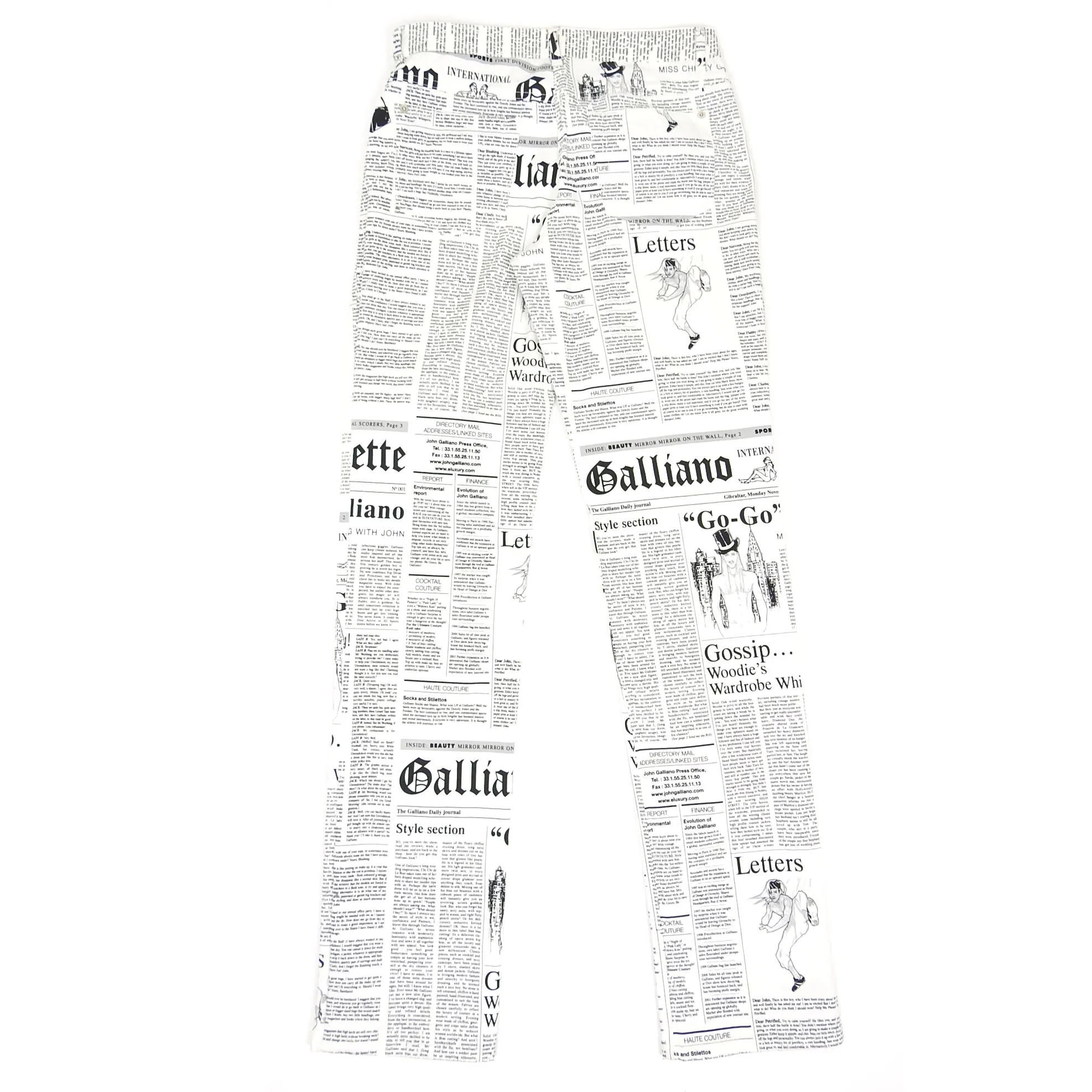 Galliano Newspaper Print Pants Fit 30" Waist