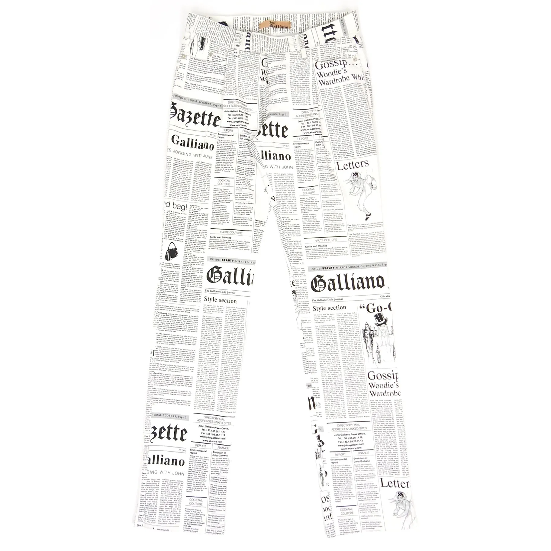 Galliano Newspaper Print Pants Fit 30" Waist