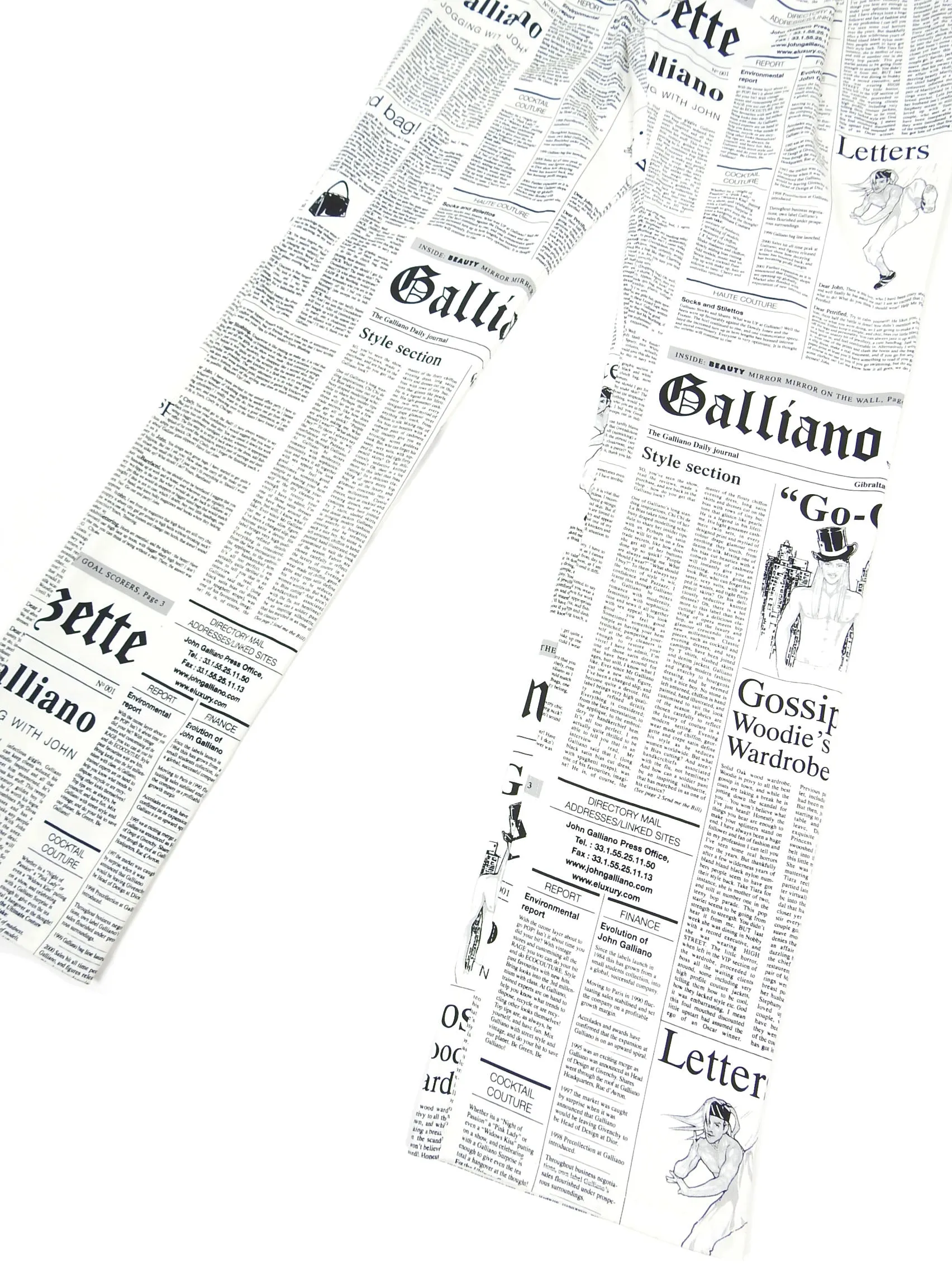 Galliano Newspaper Print Pants Fit 30" Waist