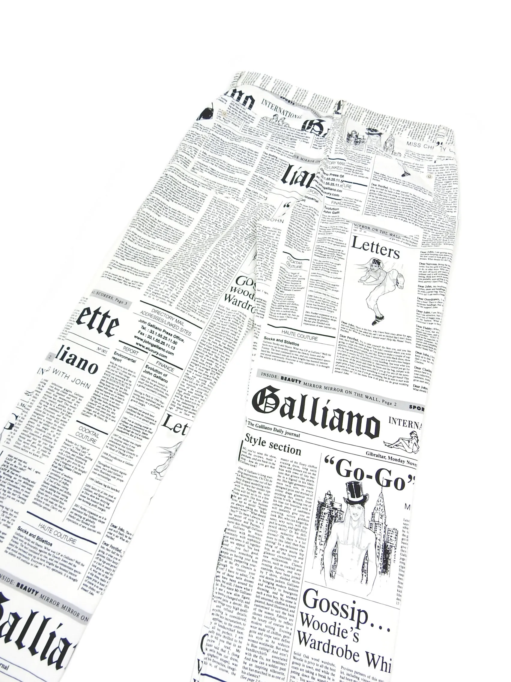 Galliano Newspaper Print Pants Fit 30" Waist