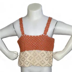 Girl Blouse Diamond Orange Cream Crochet