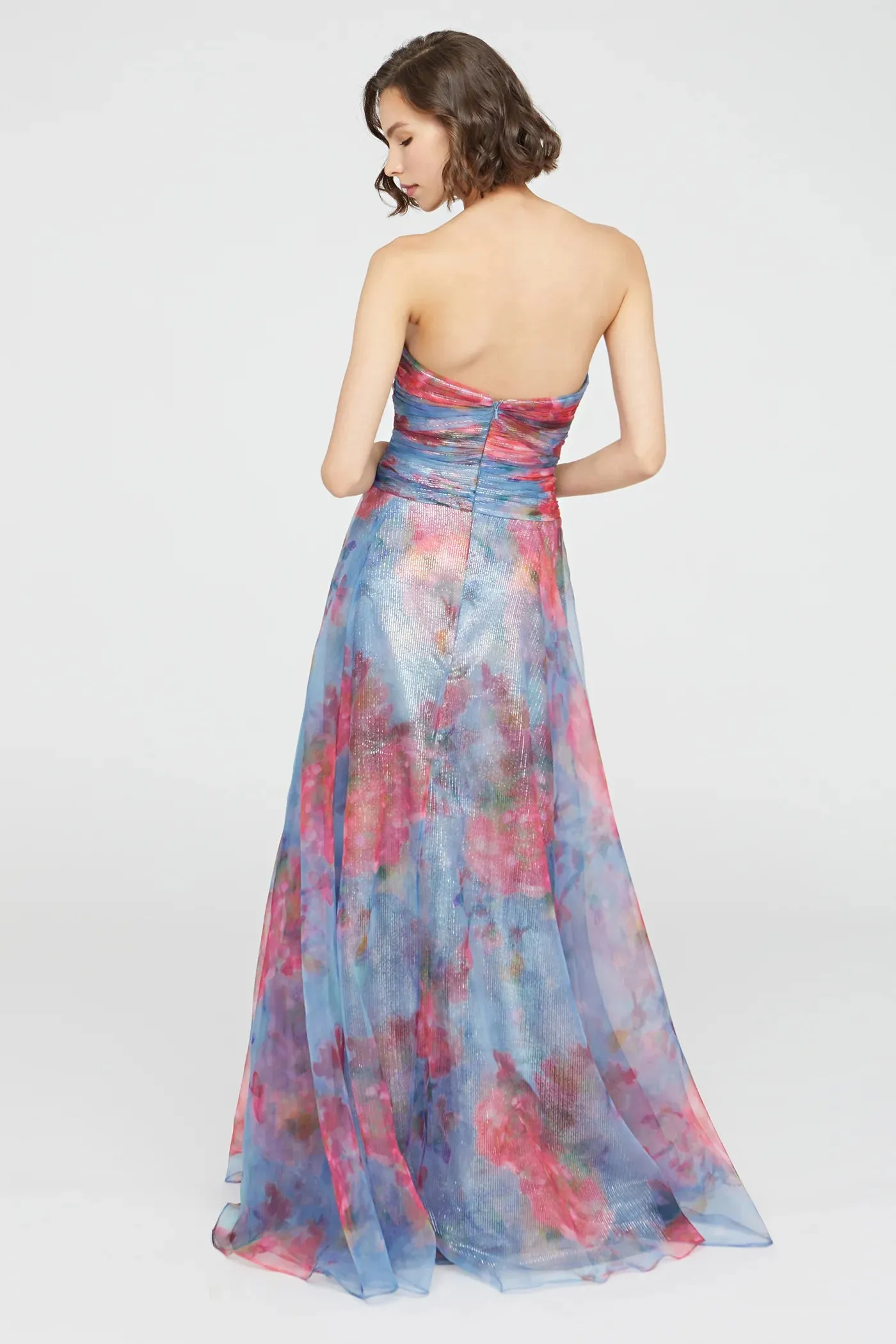 Giselle Strapless Organza Gown - Artic Floral
