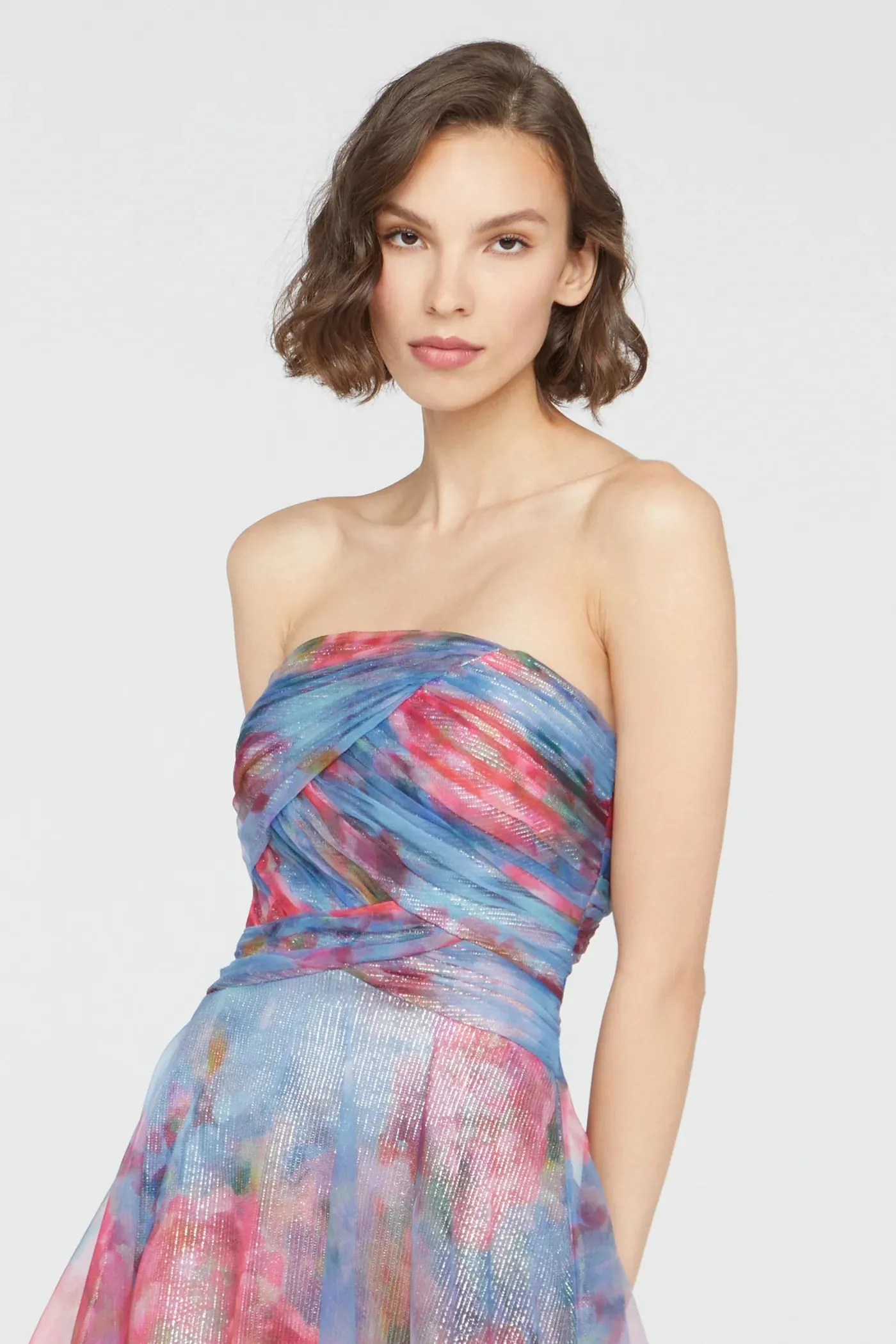 Giselle Strapless Organza Gown - Artic Floral