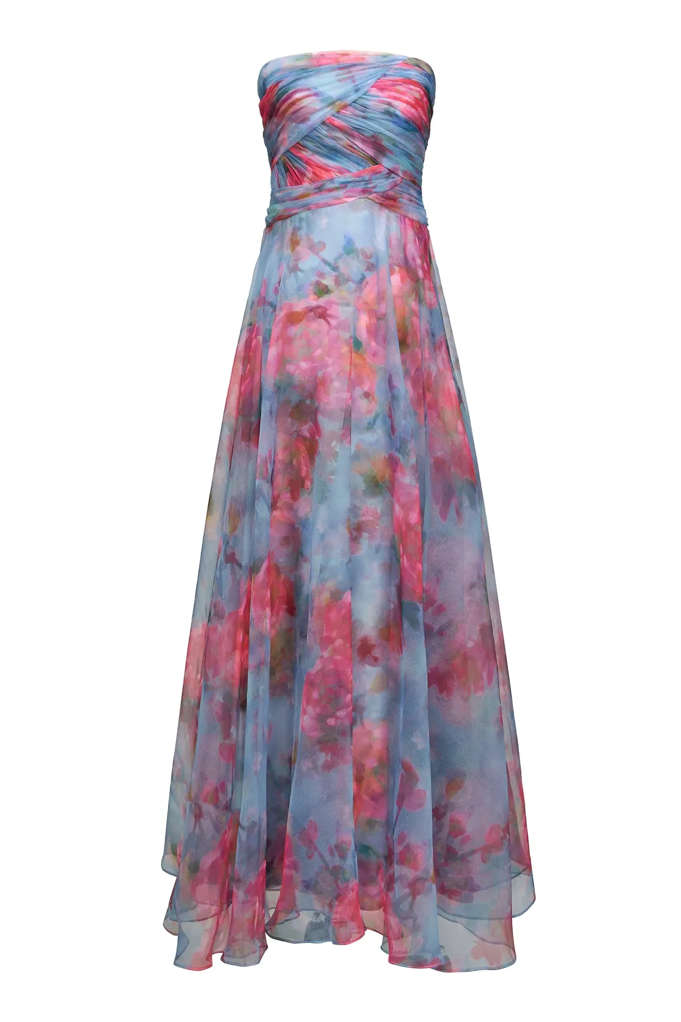 Giselle Strapless Organza Gown - Artic Floral