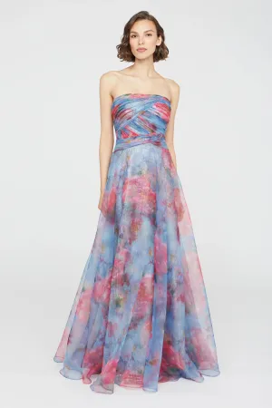 Giselle Strapless Organza Gown - Artic Floral