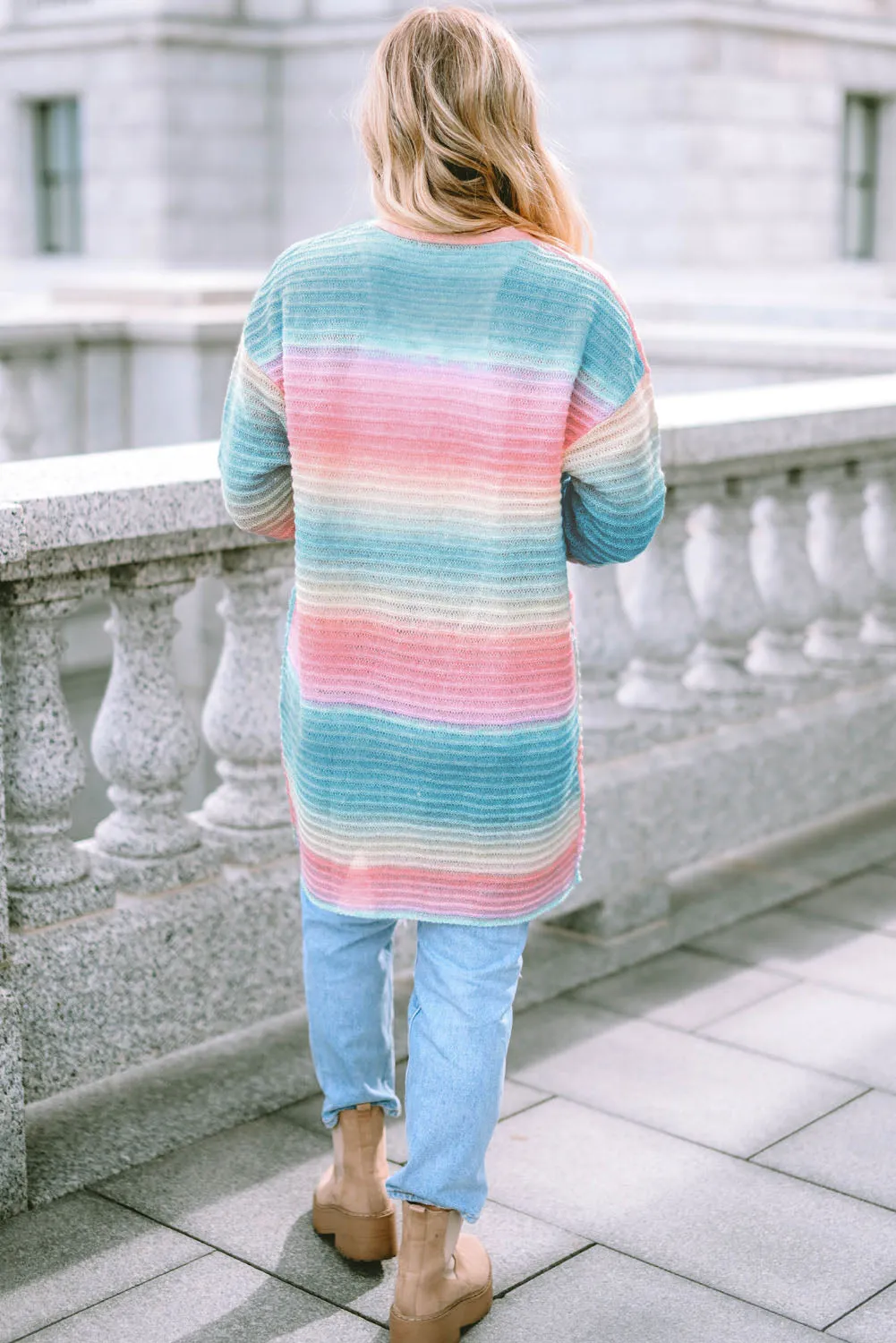 Gradient Knit Open Cardigan