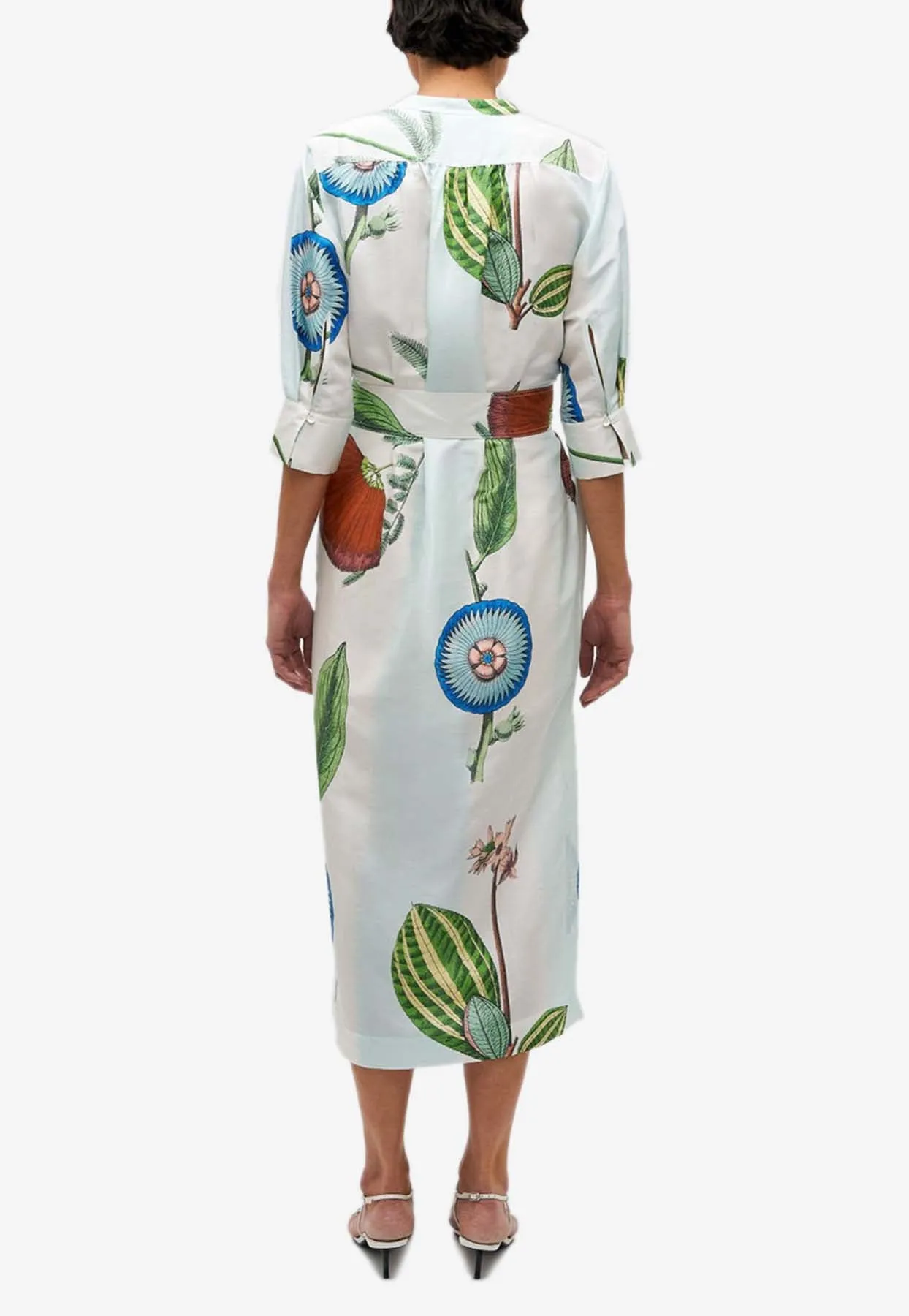 Grand Floral Column Midi Dress