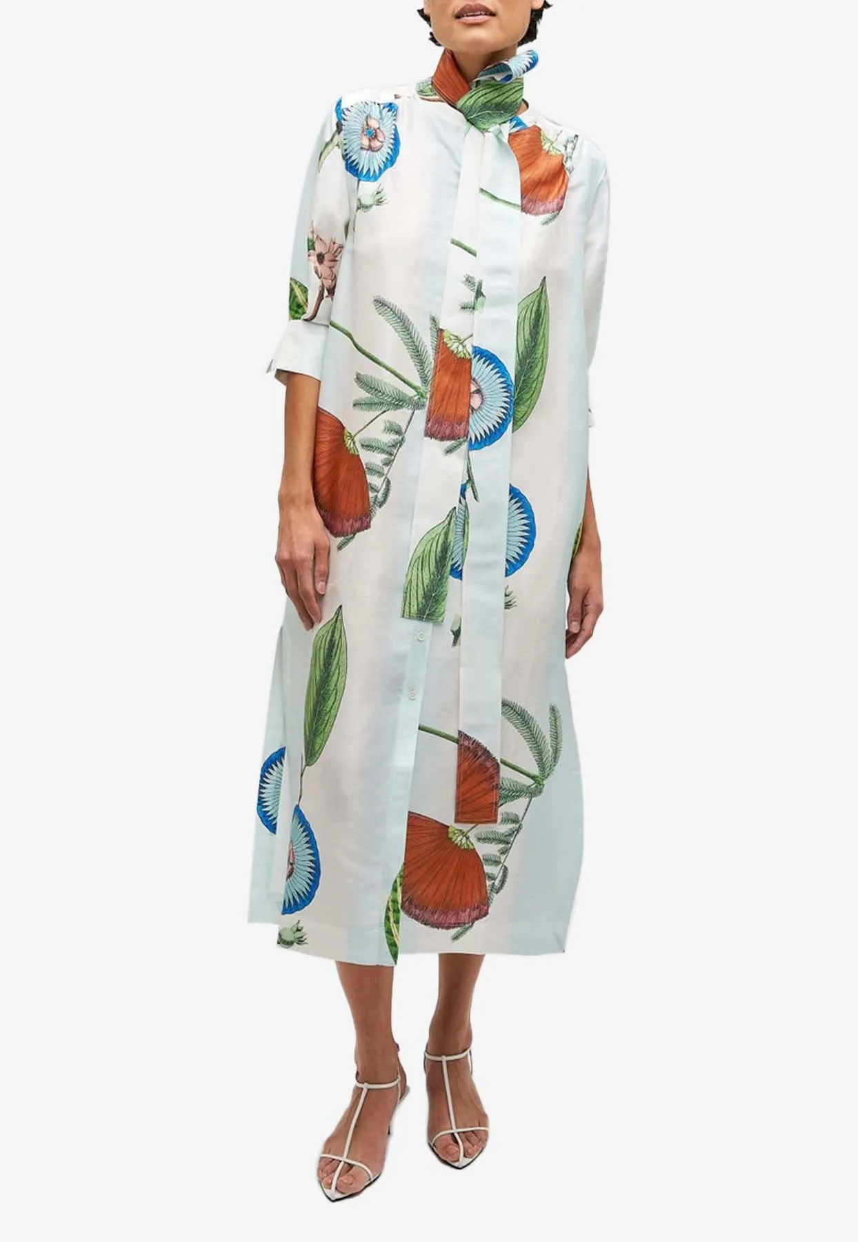 Grand Floral Column Midi Dress