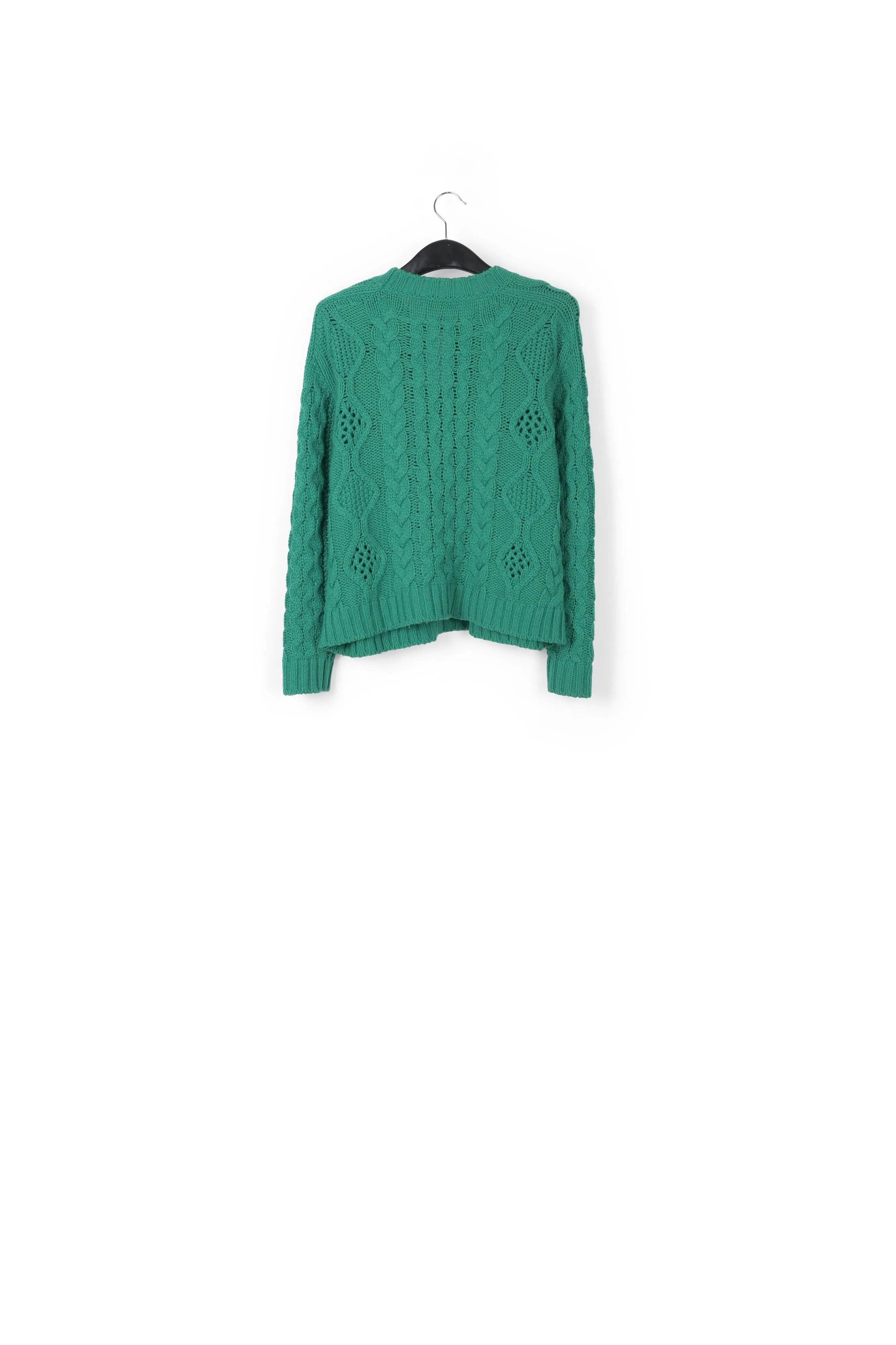 Green cable-knit wool-blend sweater