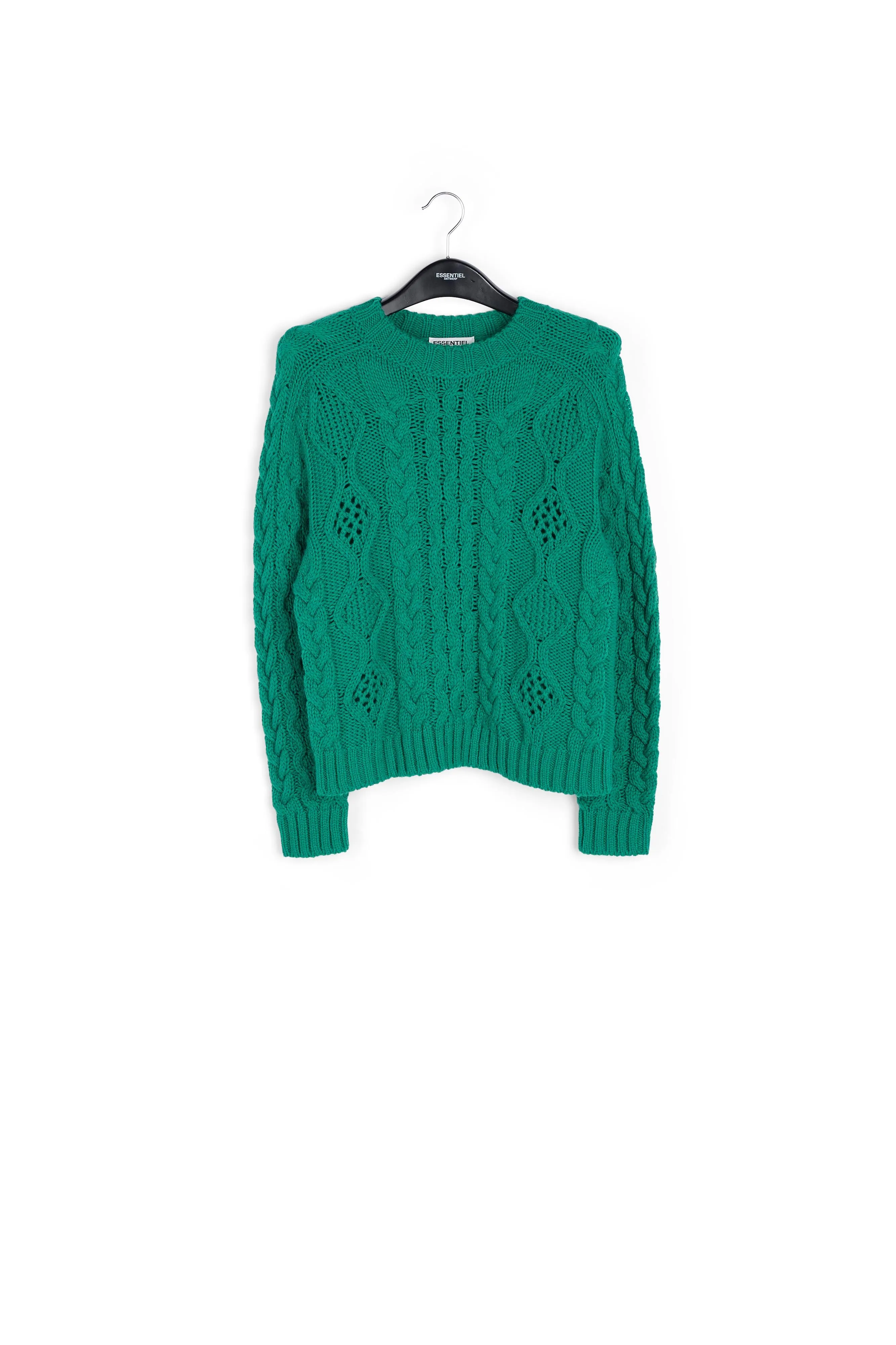 Green cable-knit wool-blend sweater
