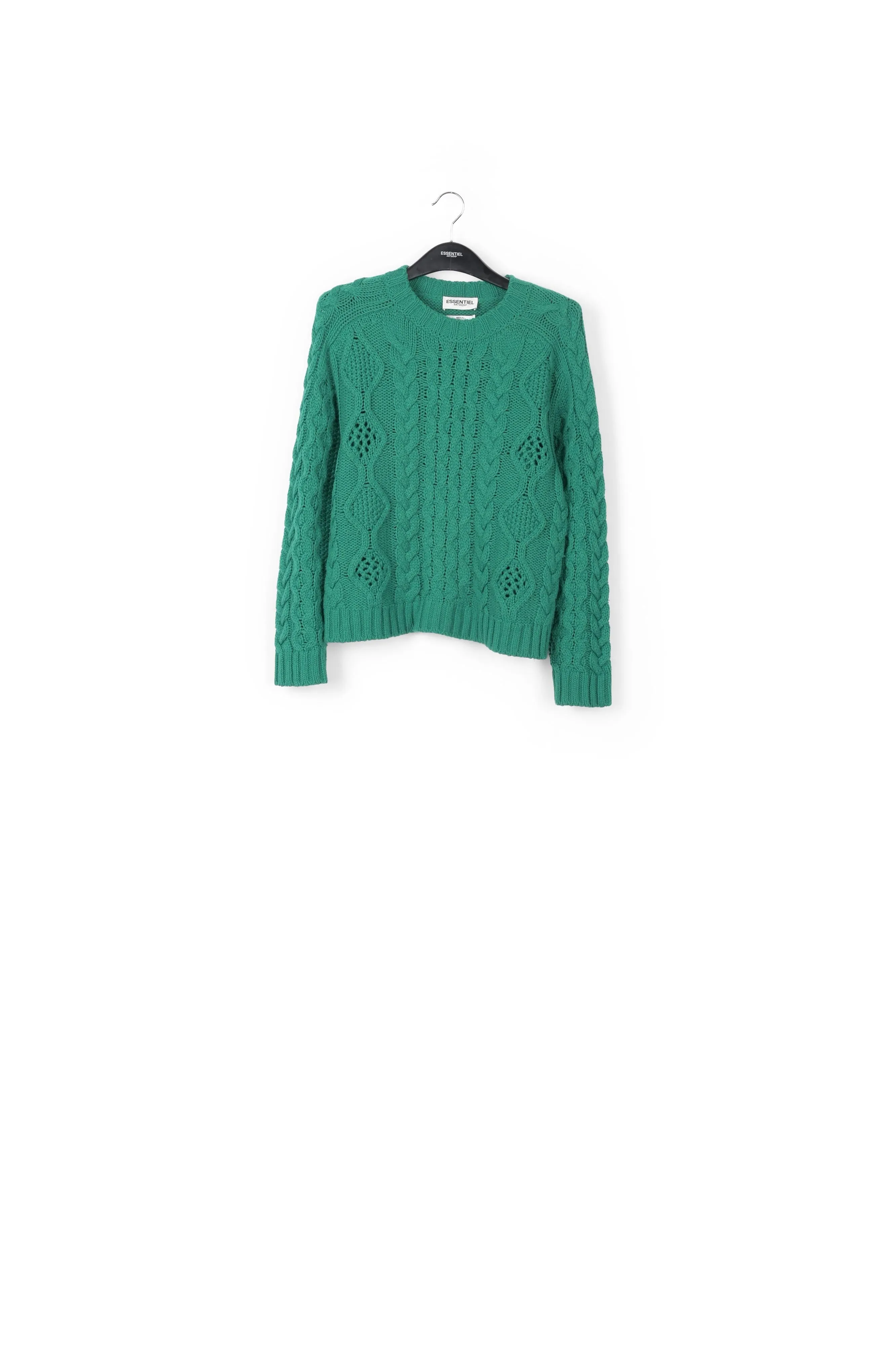 Green cable-knit wool-blend sweater