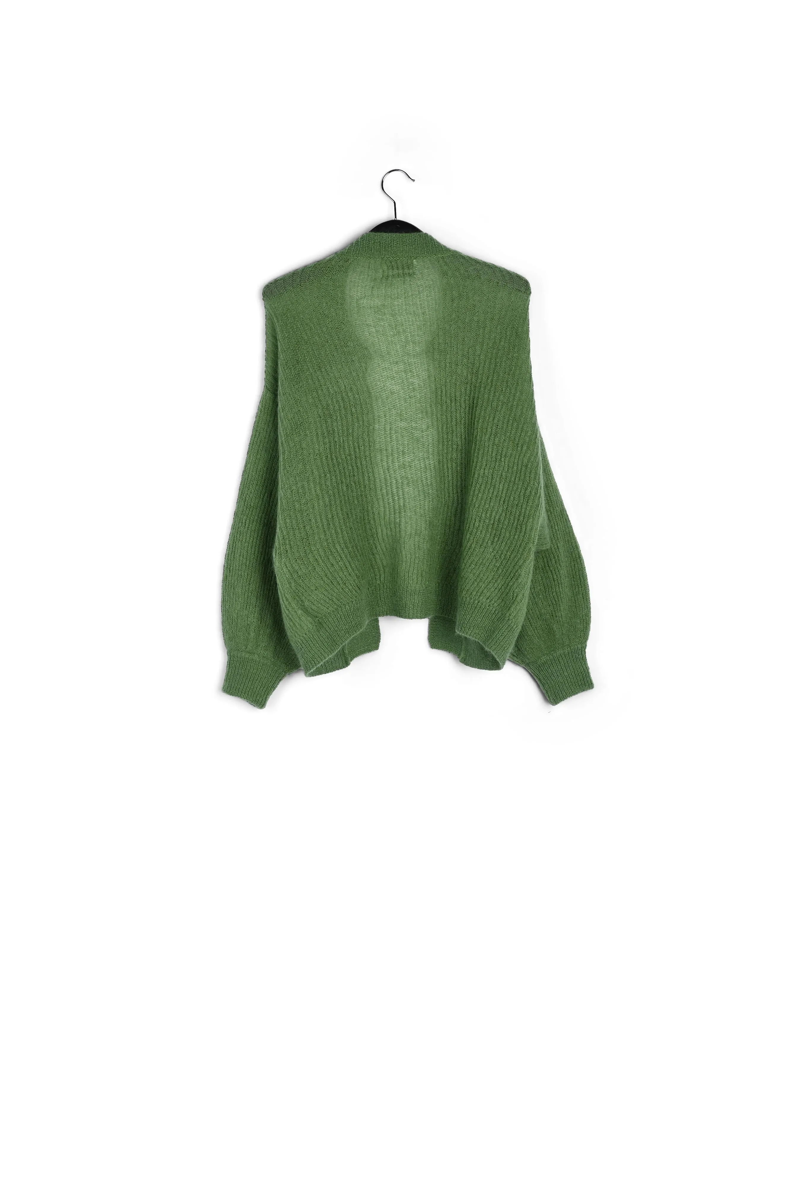 Green mohair and wool blend cardigan