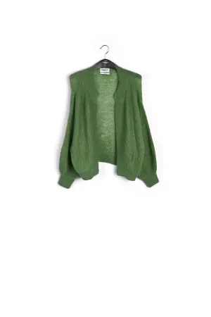 Green mohair and wool blend cardigan