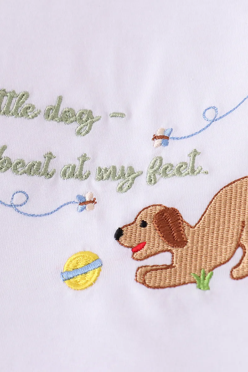 Green Puppy Embroidery Boy Set