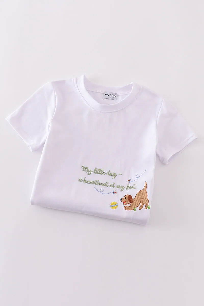 Green Puppy Embroidery Boy Set