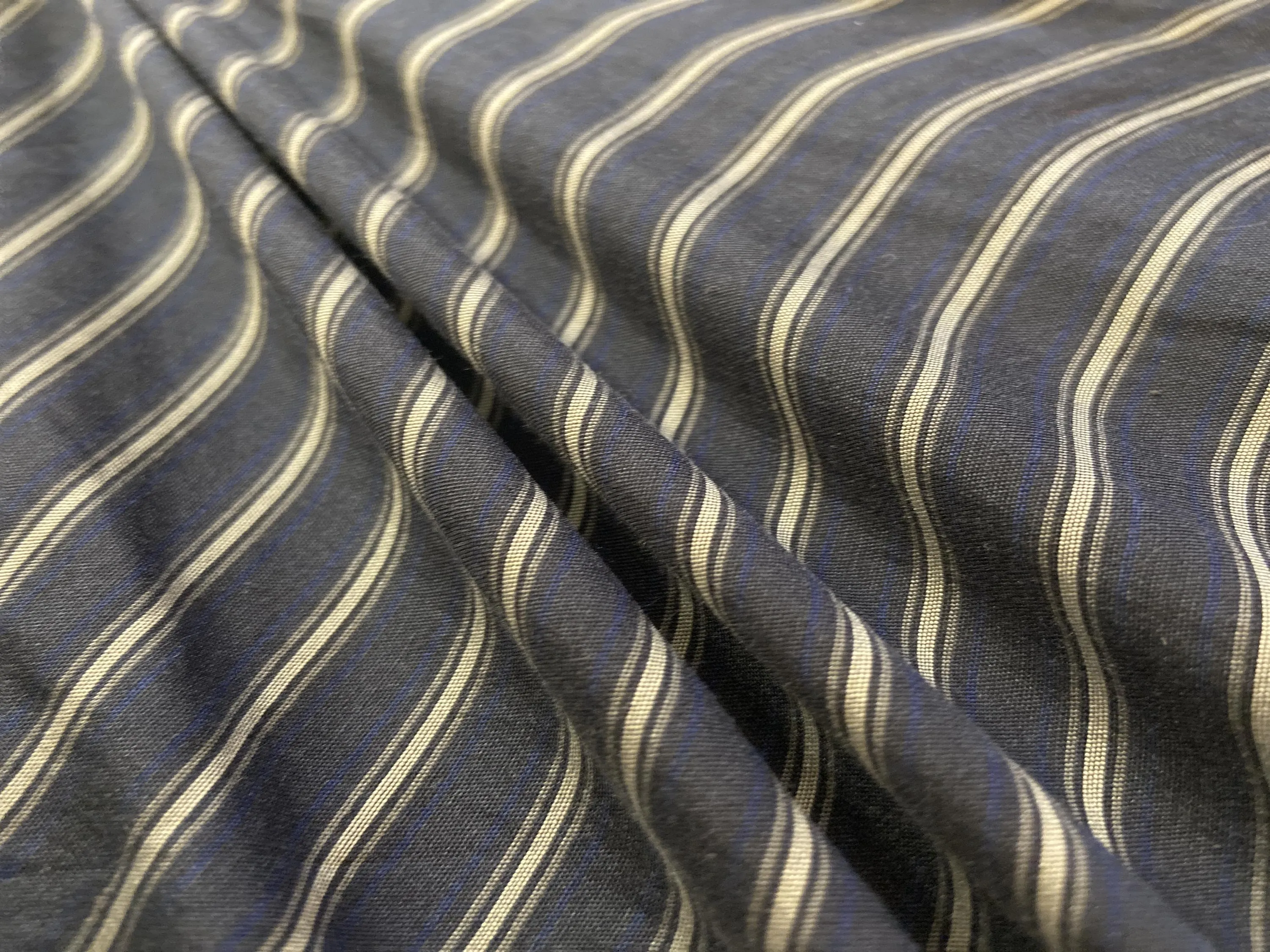 Grey and Blue Striped Cotton