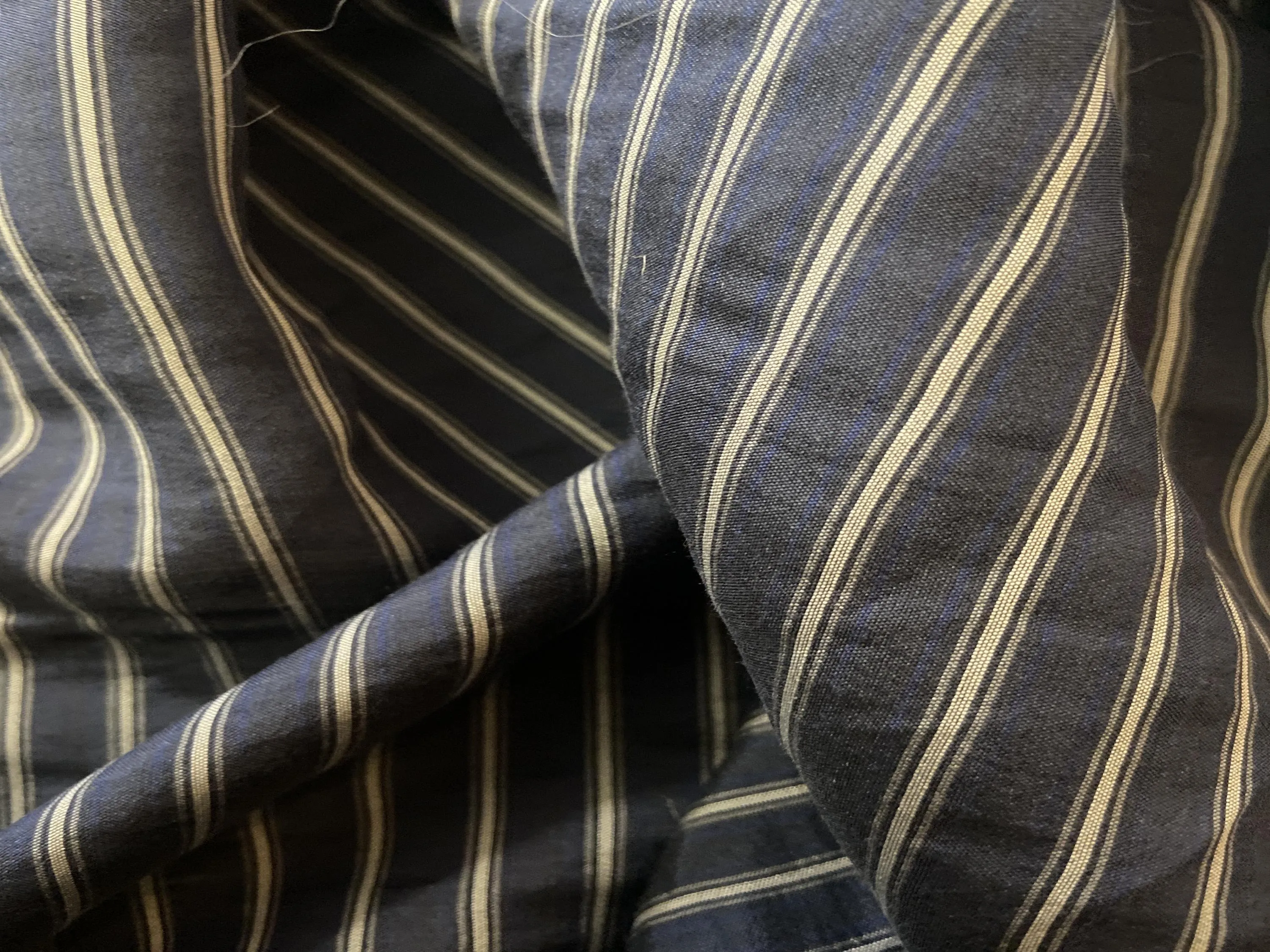 Grey and Blue Striped Cotton