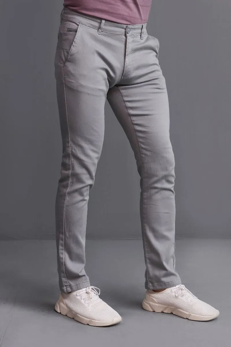 GREY COTTON CHINOS