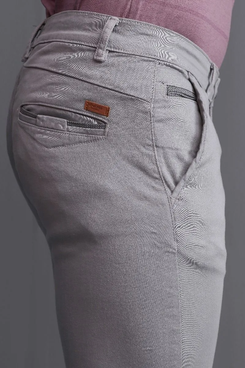 GREY COTTON CHINOS