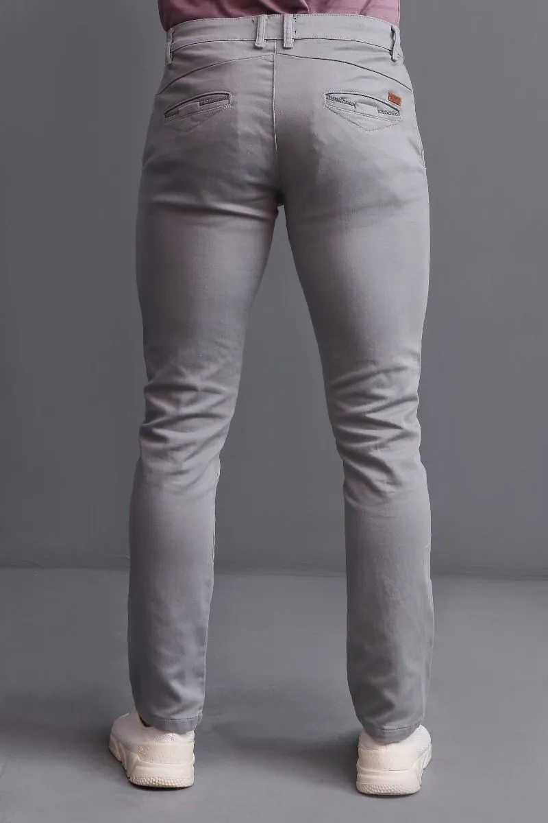 GREY COTTON CHINOS