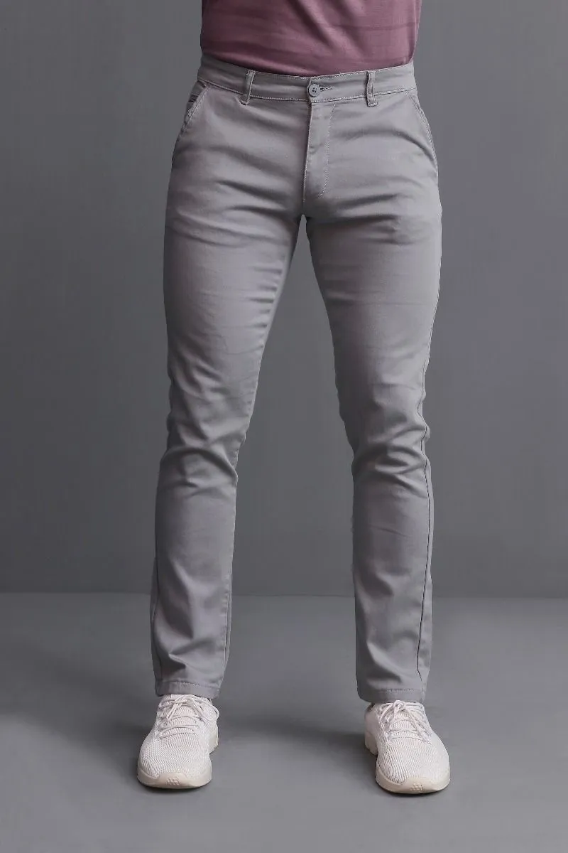 GREY COTTON CHINOS