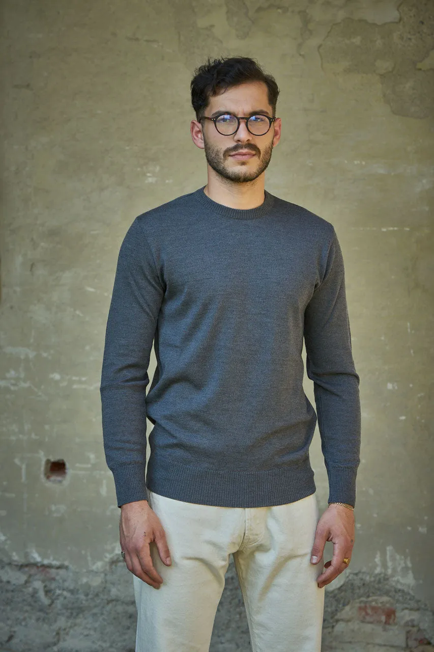 GRP Knitwear Fine Knit Crew SF TEC 1 Merino Grey
