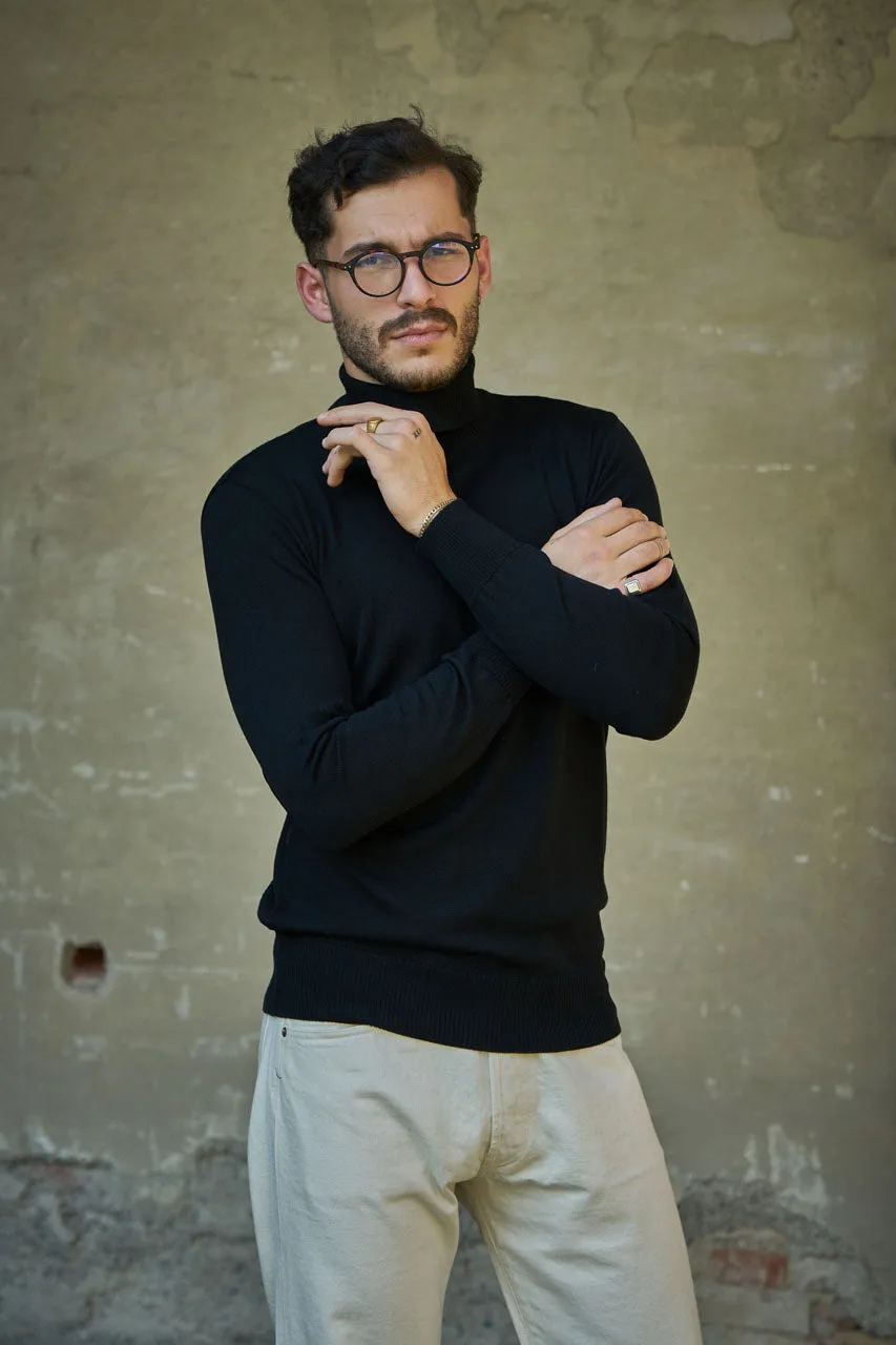GRP Knitwear Fine Knit Roll Neck SF TEC 1 Merino Black