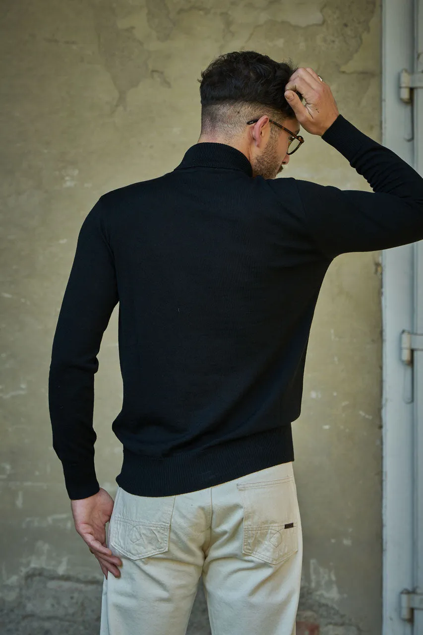 GRP Knitwear Fine Knit Roll Neck SF TEC 1 Merino Black