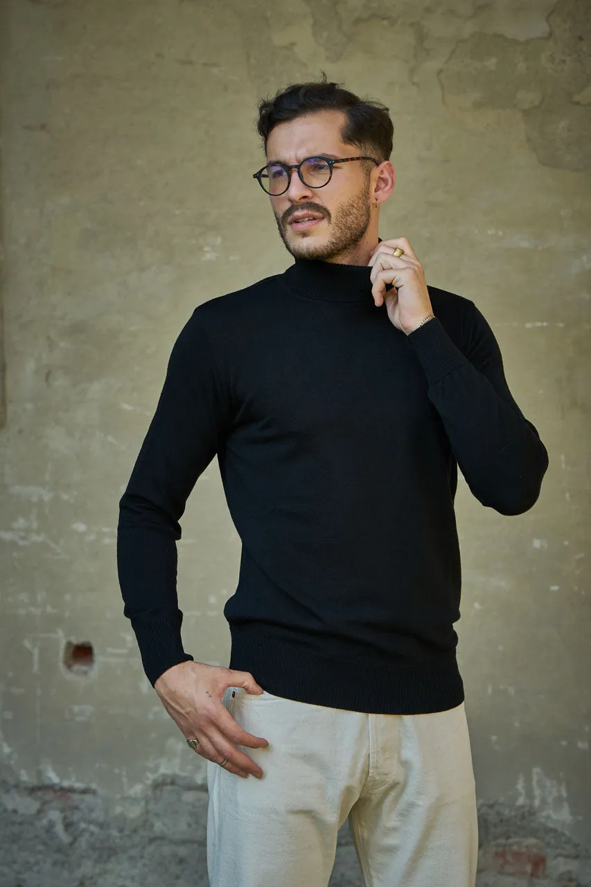 GRP Knitwear Fine Knit Roll Neck SF TEC 1 Merino Black