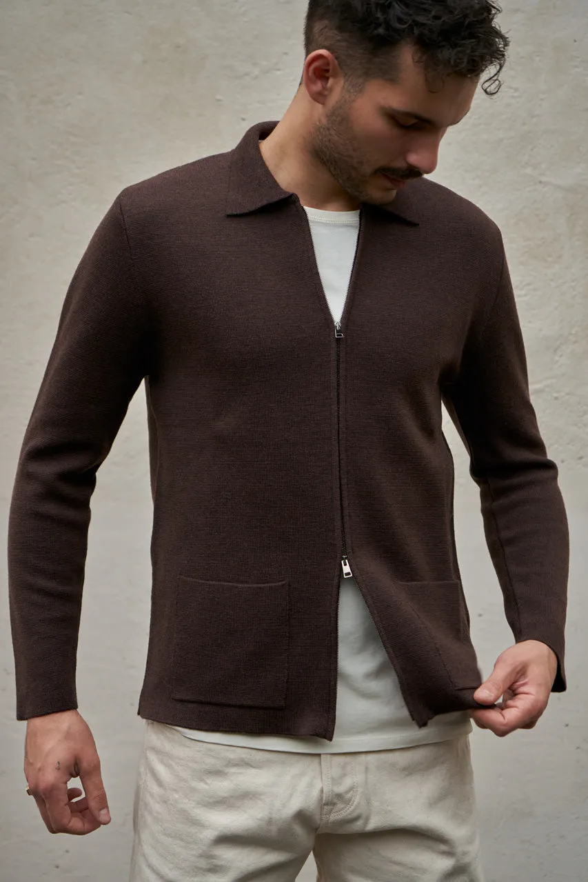 GRP Knitwear Zip Jacket B 60 Merino Brown