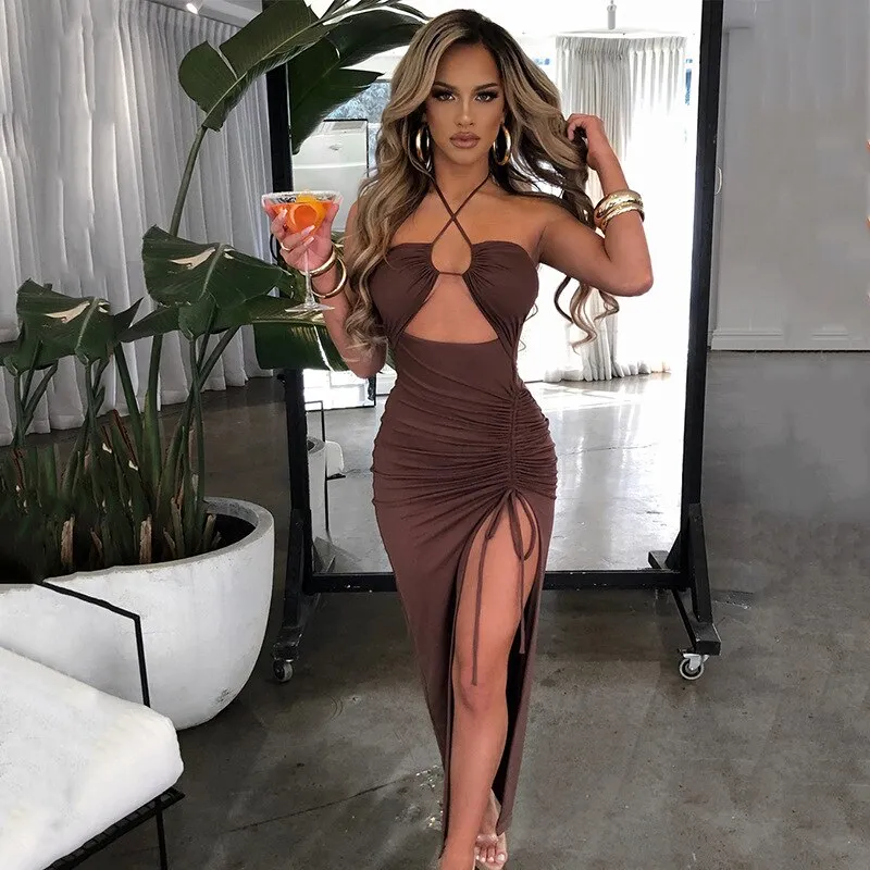Halter Neck Maxi Spaghetti Strap Dresses