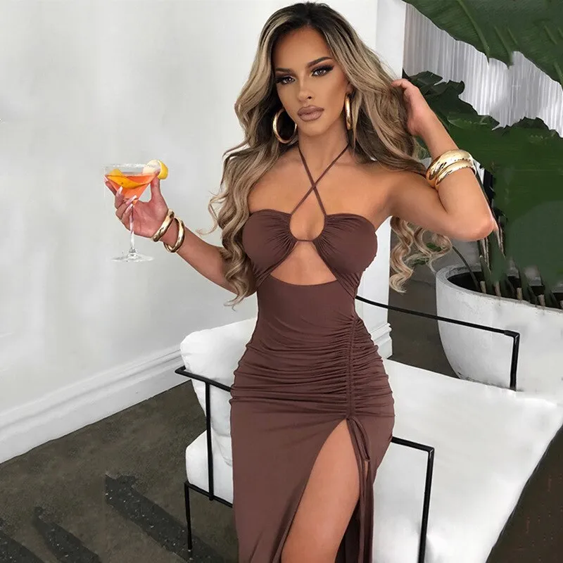 Halter Neck Maxi Spaghetti Strap Dresses
