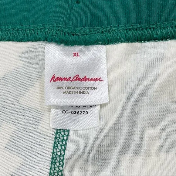 Hanna Andersson Unisex Holiday Long John Pajama Set Top Pants Green Trees XL