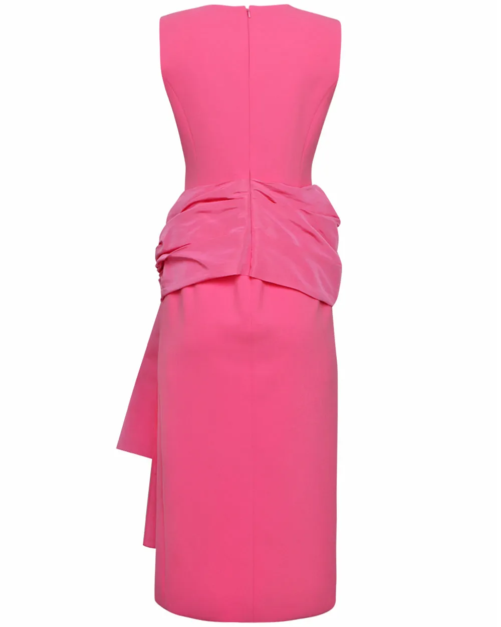 Happy Pink Gathered Sash Column Midi Dress